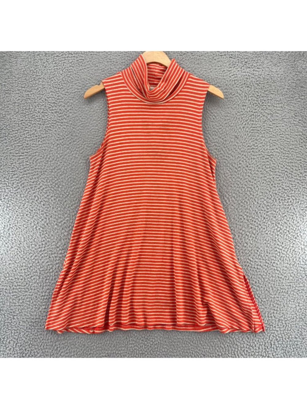 Puella Anthropologie Top Womens Large Orange Striped Turtleneck Sleeveless Tunic